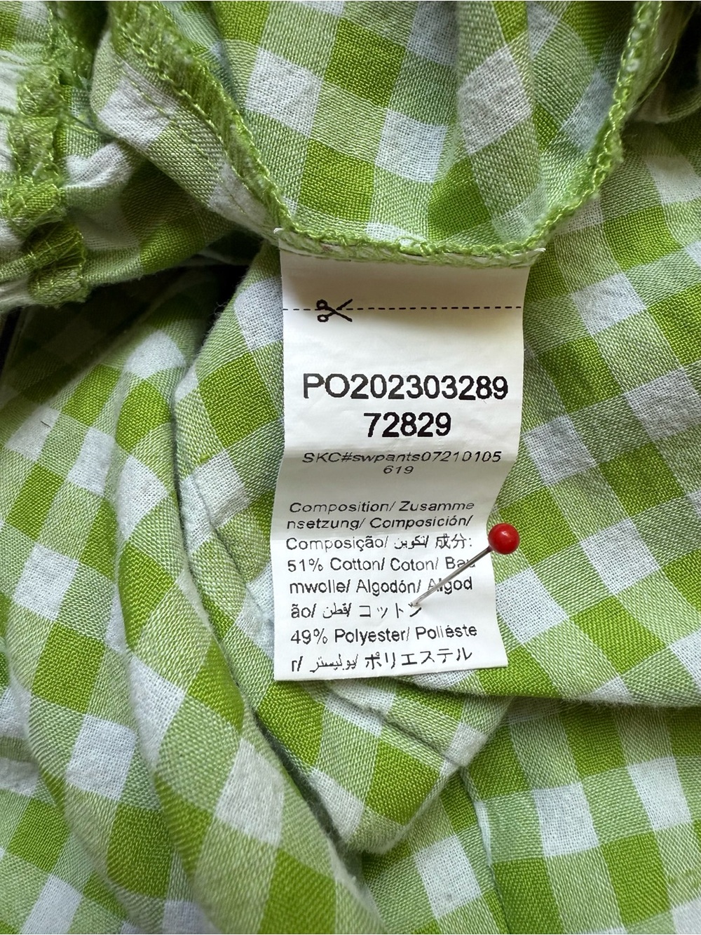 Green Gingham Wide-Leg Pants size L wide leg pre-owned with gift . - Picture 10 of 16